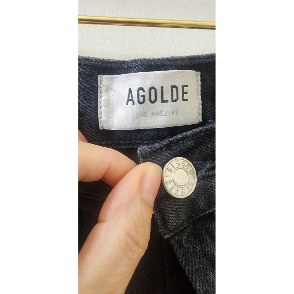 AGOLDE Parker Long With Cuff Vintage Short Black Organic Denim 28 High Rise